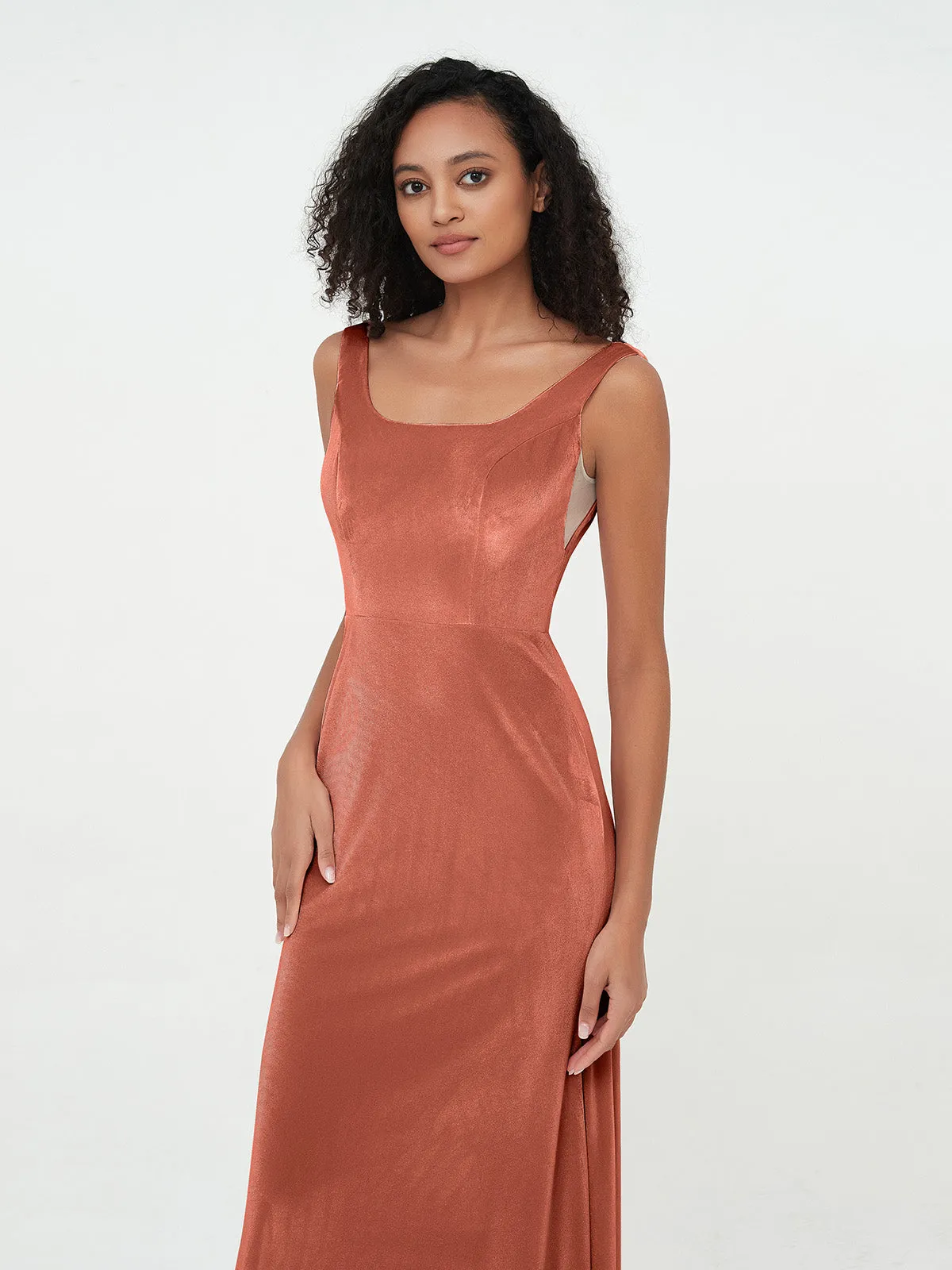 Bateau Neck Mermaid Long Velvet Dresses Rust Plus Size