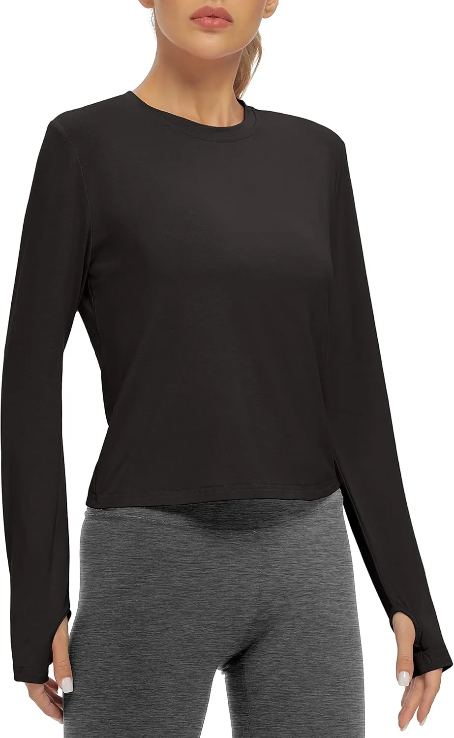 Bestisun Women Long Sleeve Open Back Athletic Wear Workout Yoga Gym Shirts Thumb Hole Clothes