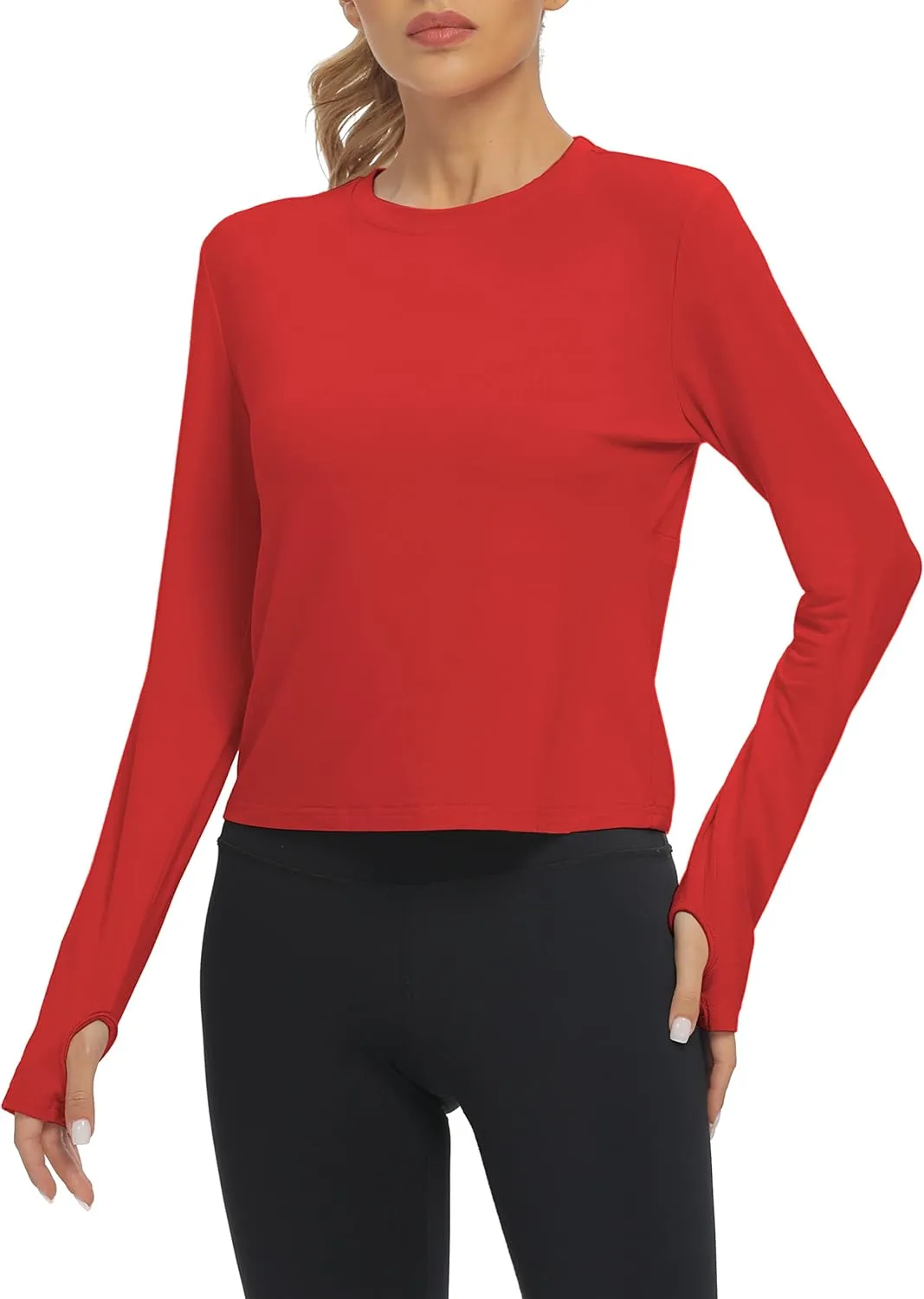 Bestisun Women Long Sleeve Open Back Athletic Wear Workout Yoga Gym Shirts Thumb Hole Clothes