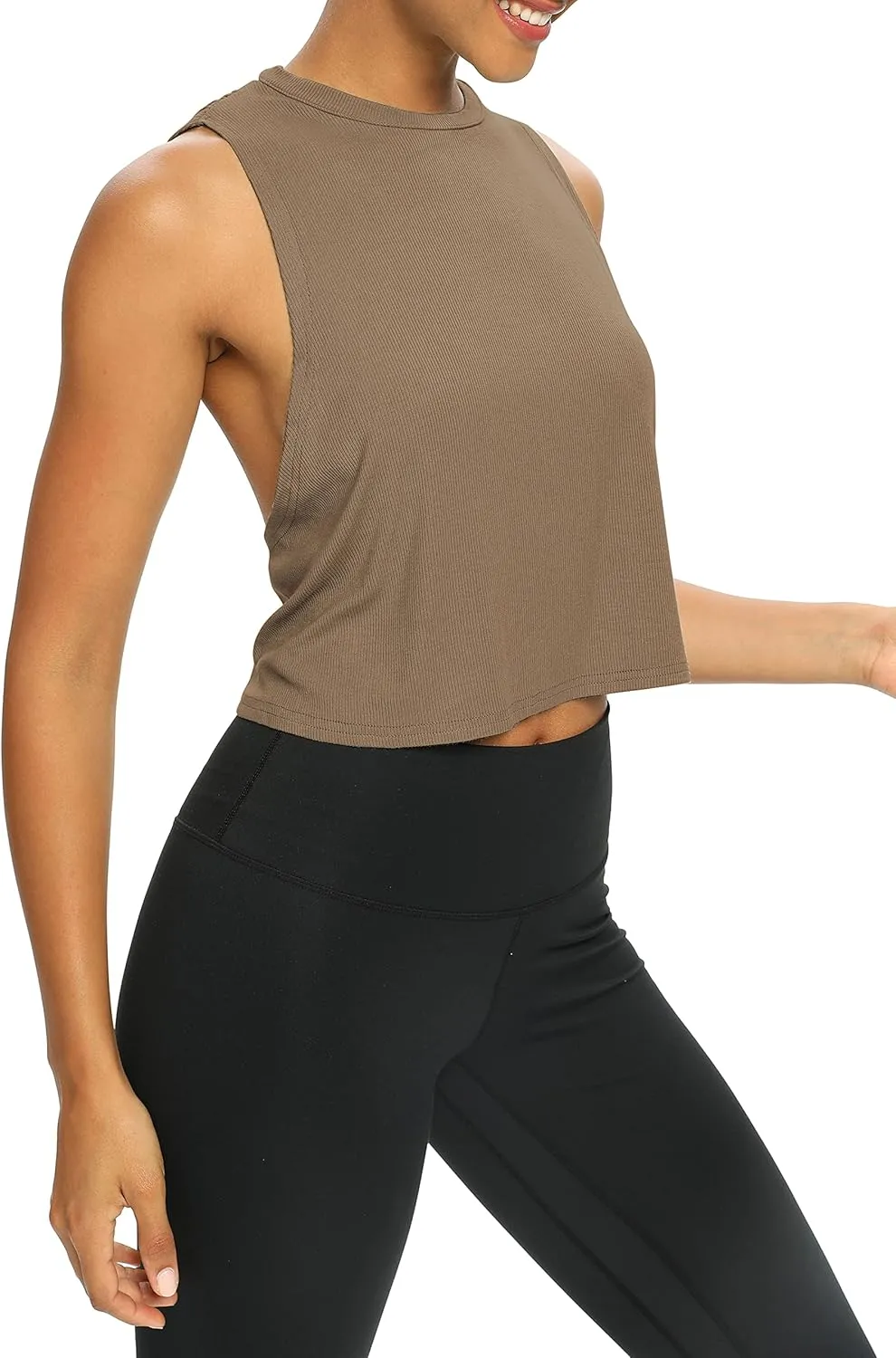 Bestisun Womens Open Back Workout Shirts Cropped Yoga Tank Tops Backless Athletic Clothes