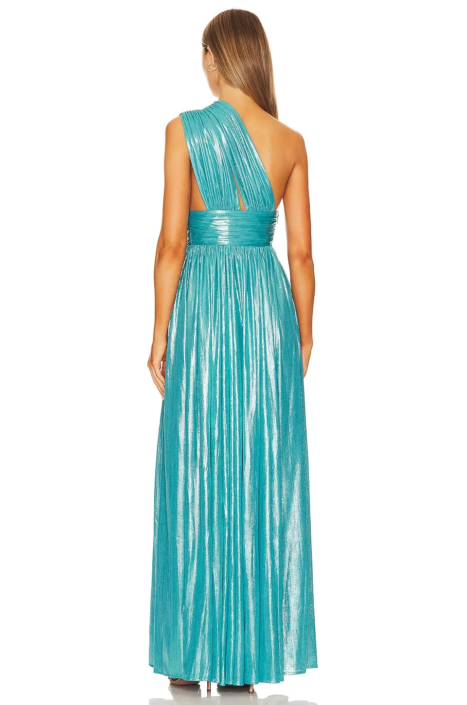 Bronx and Banco Aphrodite Gown Dress in Light Blue Metallic
