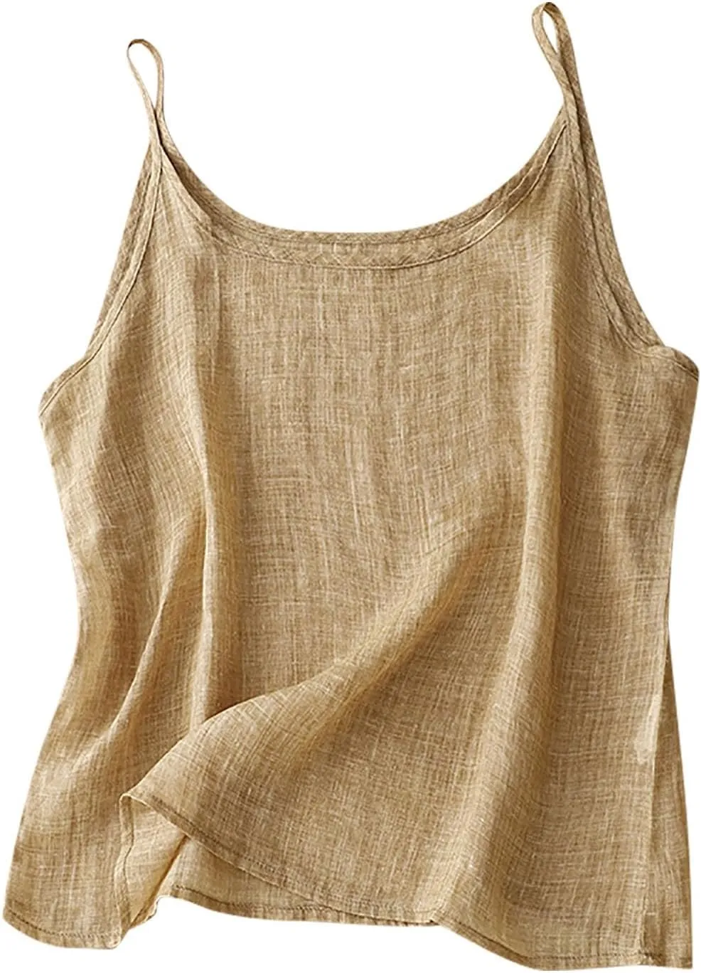 Cotton Linen Camisole Tops for Women Spaghetti Strap Loose Fit Tank Top Summer Sleeveless Gauze Cami Shirts