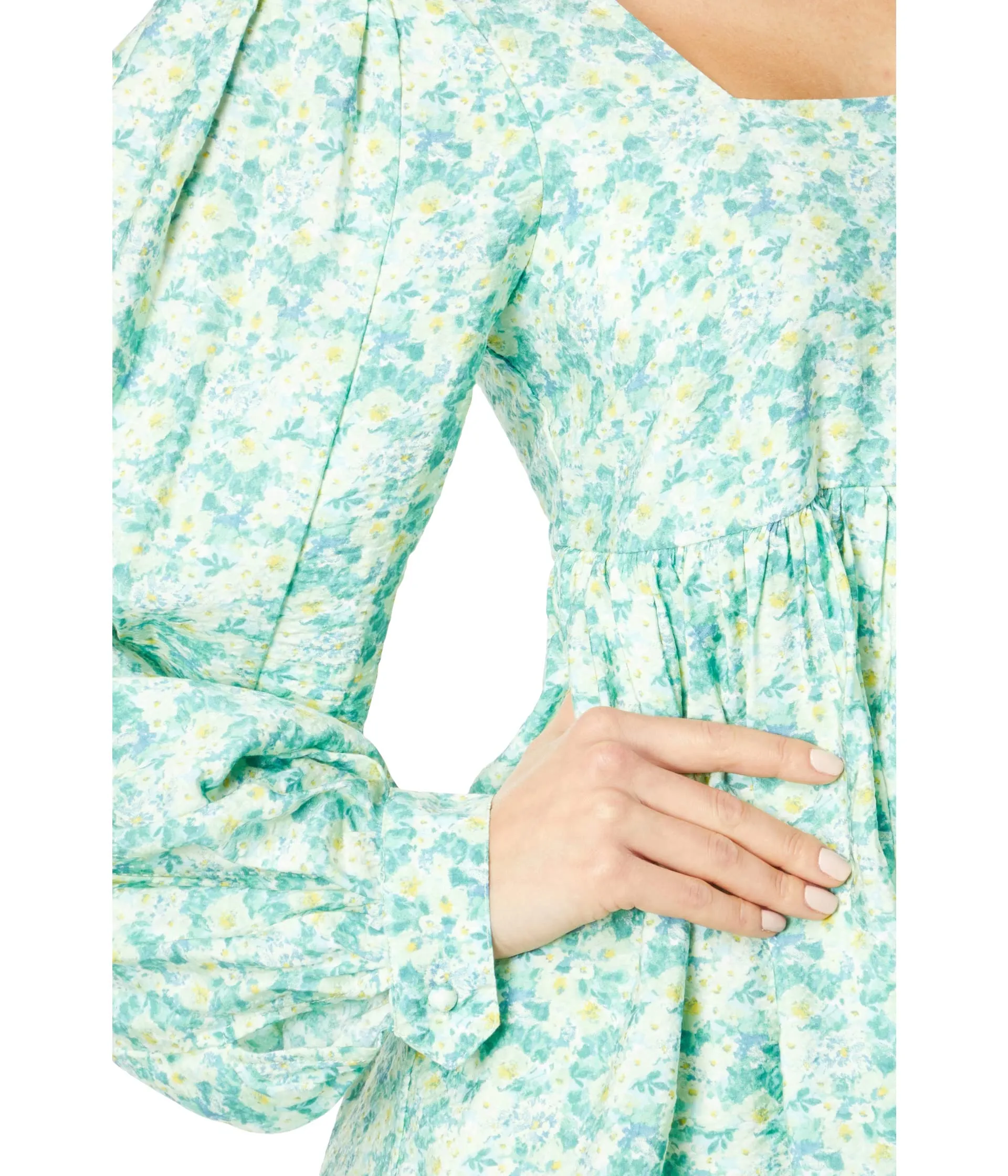 Dress MOON RIVER, Long Puff Sleeve Floral Dress
