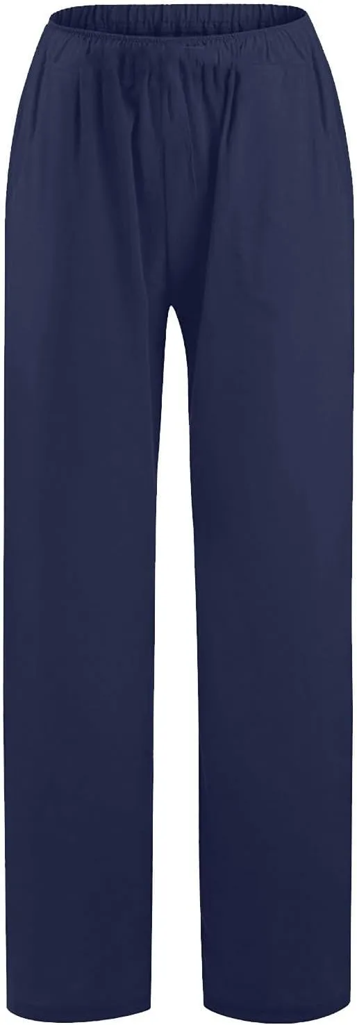 fanmpghleoo Wide Leg Linen Pants for Women Casual High Waisted Cotton Linen Pants Women Summer Business Casual Trousers Pants