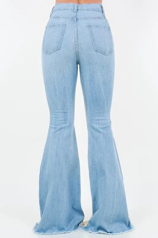 Gold Foil Denim Bell Bottom
