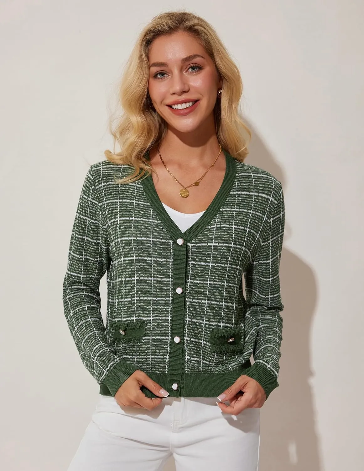 GRACE KARIN 2025 Women's Summer Cardigans Sweaters V-Neck Long Sleeve Button Down Lightweight Knit Cardigan