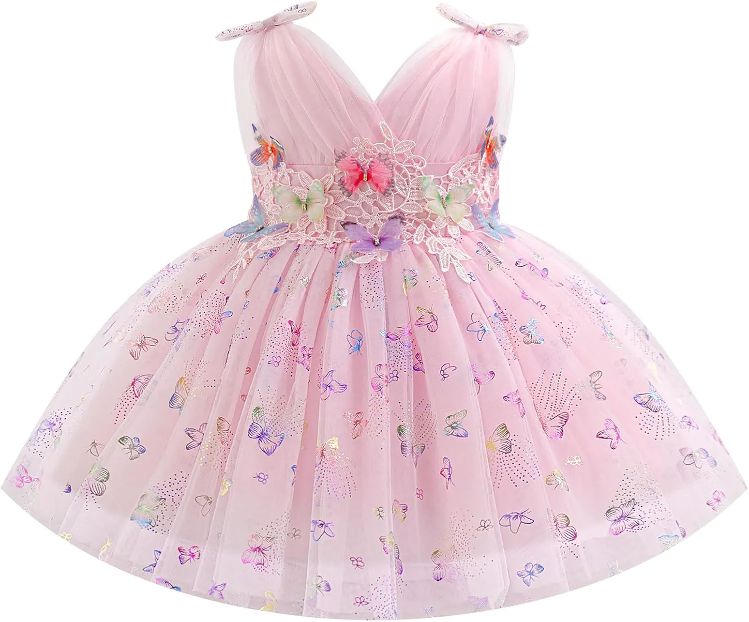 IMEKIS Toddler Girls Butterfly Birthday Dress Baby Sparkle Tulle Formal Wedding Party Bowknot Tutu Dresses Photo Shoot