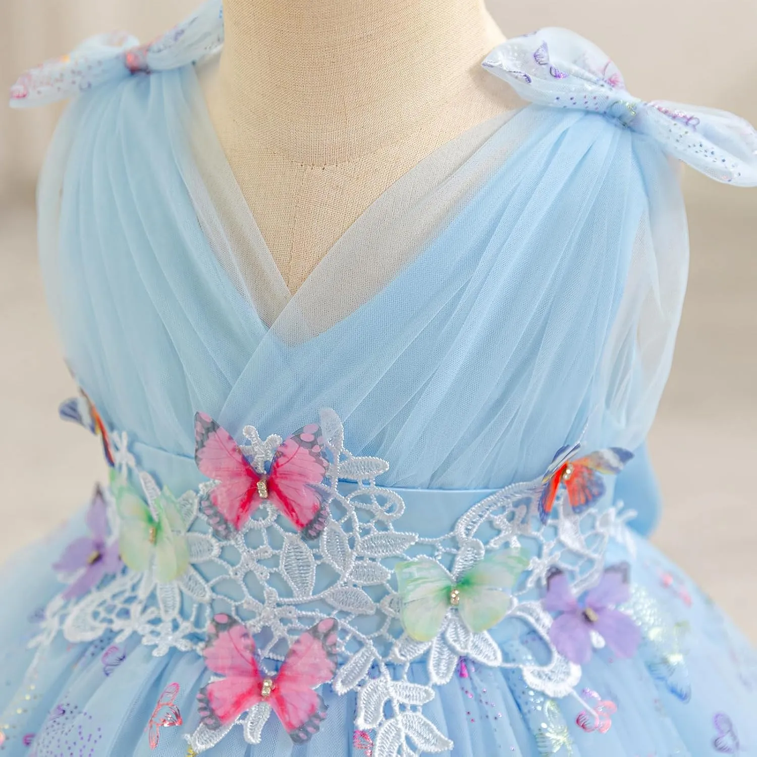 IMEKIS Toddler Girls Butterfly Birthday Dress Baby Sparkle Tulle Formal Wedding Party Bowknot Tutu Dresses Photo Shoot