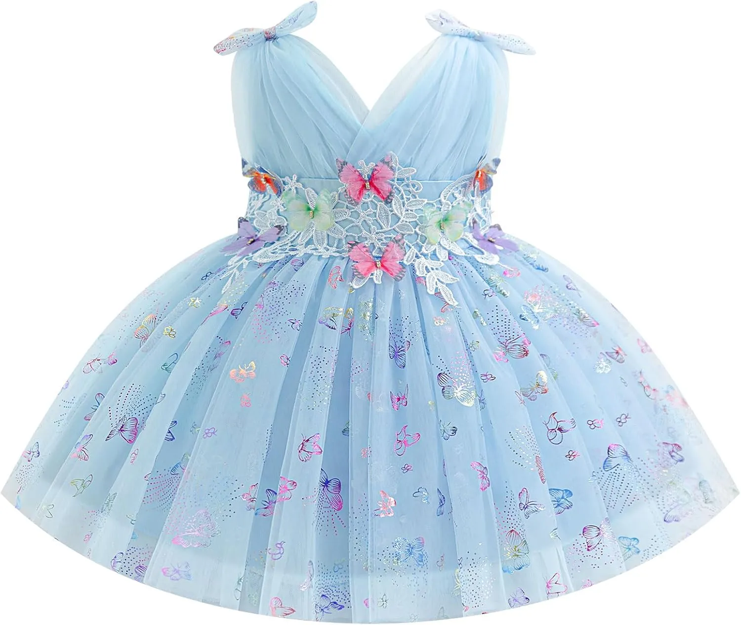 IMEKIS Toddler Girls Butterfly Birthday Dress Baby Sparkle Tulle Formal Wedding Party Bowknot Tutu Dresses Photo Shoot
