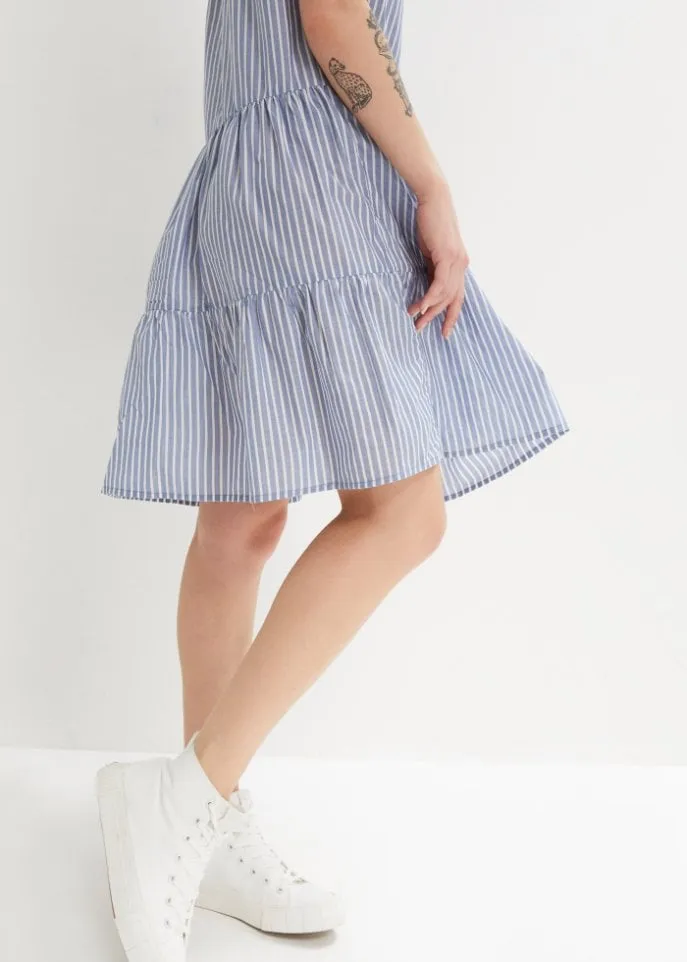 John Baner Jeanswear striped summer tunic dress, blue