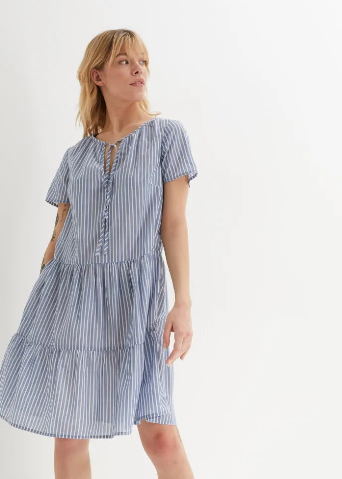 John Baner Jeanswear striped summer tunic dress, blue