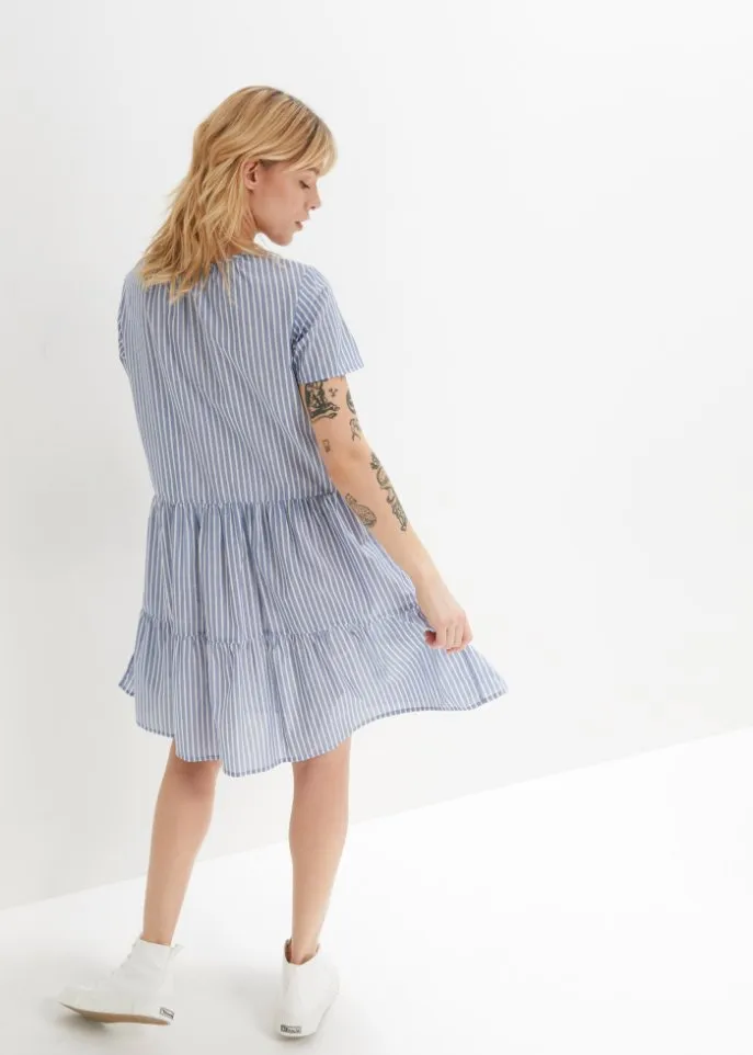 John Baner Jeanswear striped summer tunic dress, blue