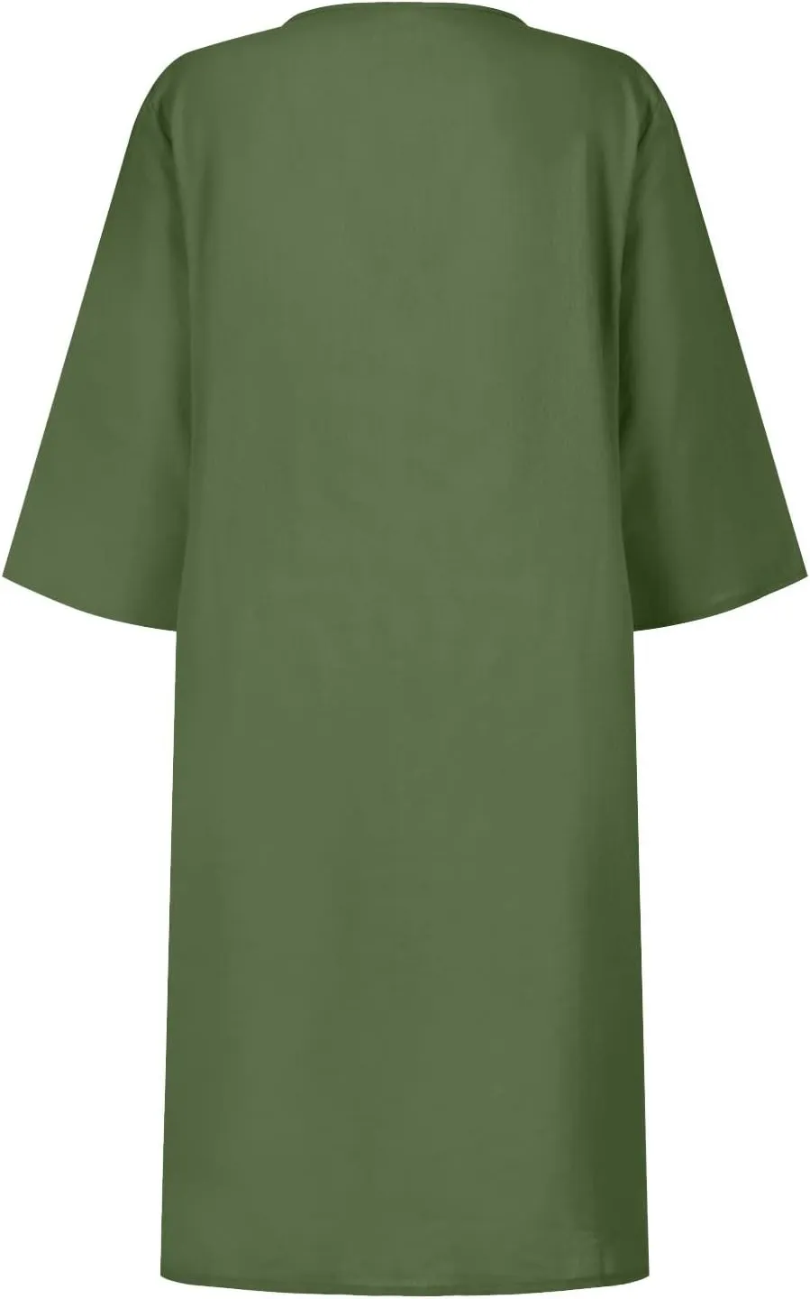 Linen Dresses for Women 2025 Casual Summer 3/4 Sleeve V Neck Knee Length Dress Mini Cruise Beach Vacation Sun Dresses