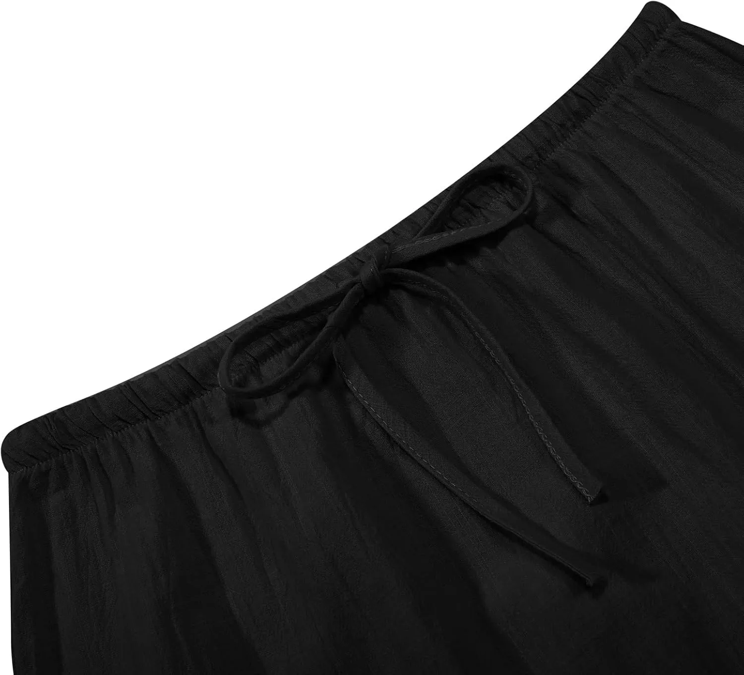 Linen Maxi Skirts for Women Summer Drawstring Waist A Line Skirts Cute Vacation Boho Beach Long Flowy Skirts