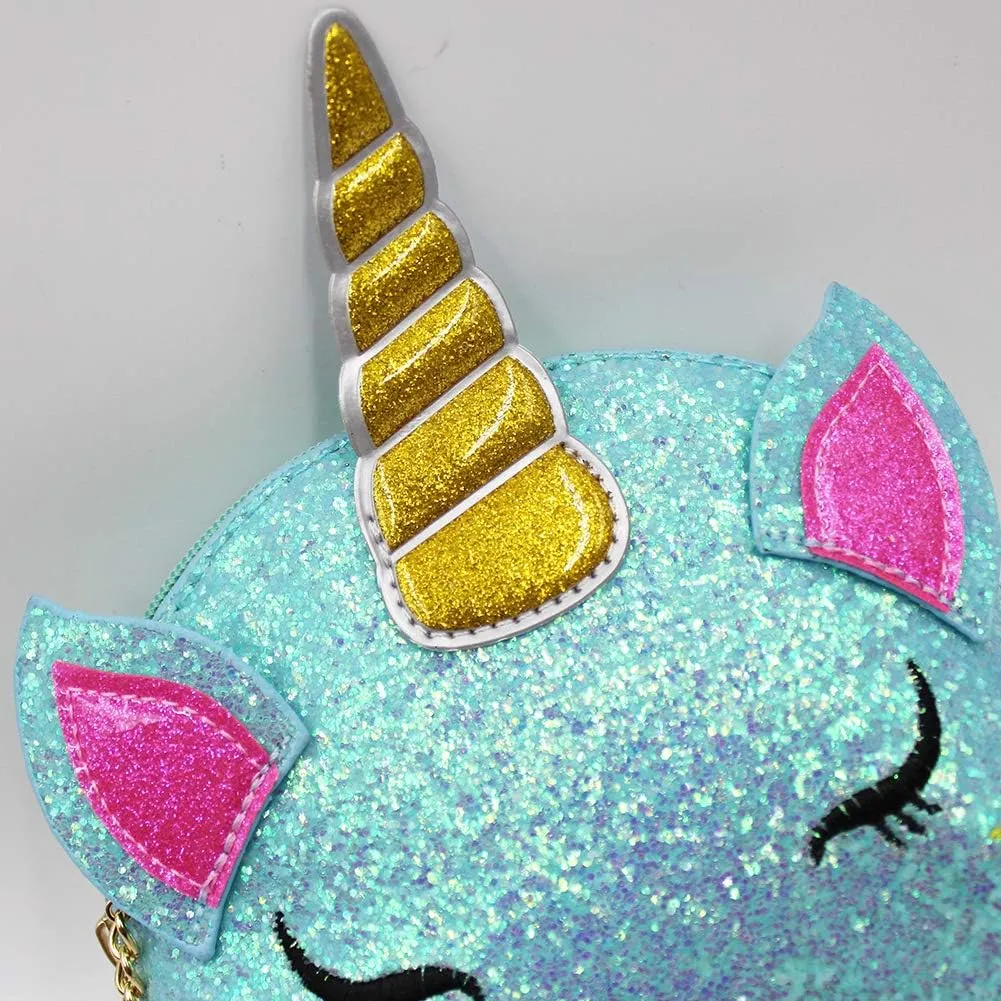 Little Girls Glitter Sequin Crossbody Purses Small Unicorn Handbag Messenger Shoulder Bag Gifts for Toddlers