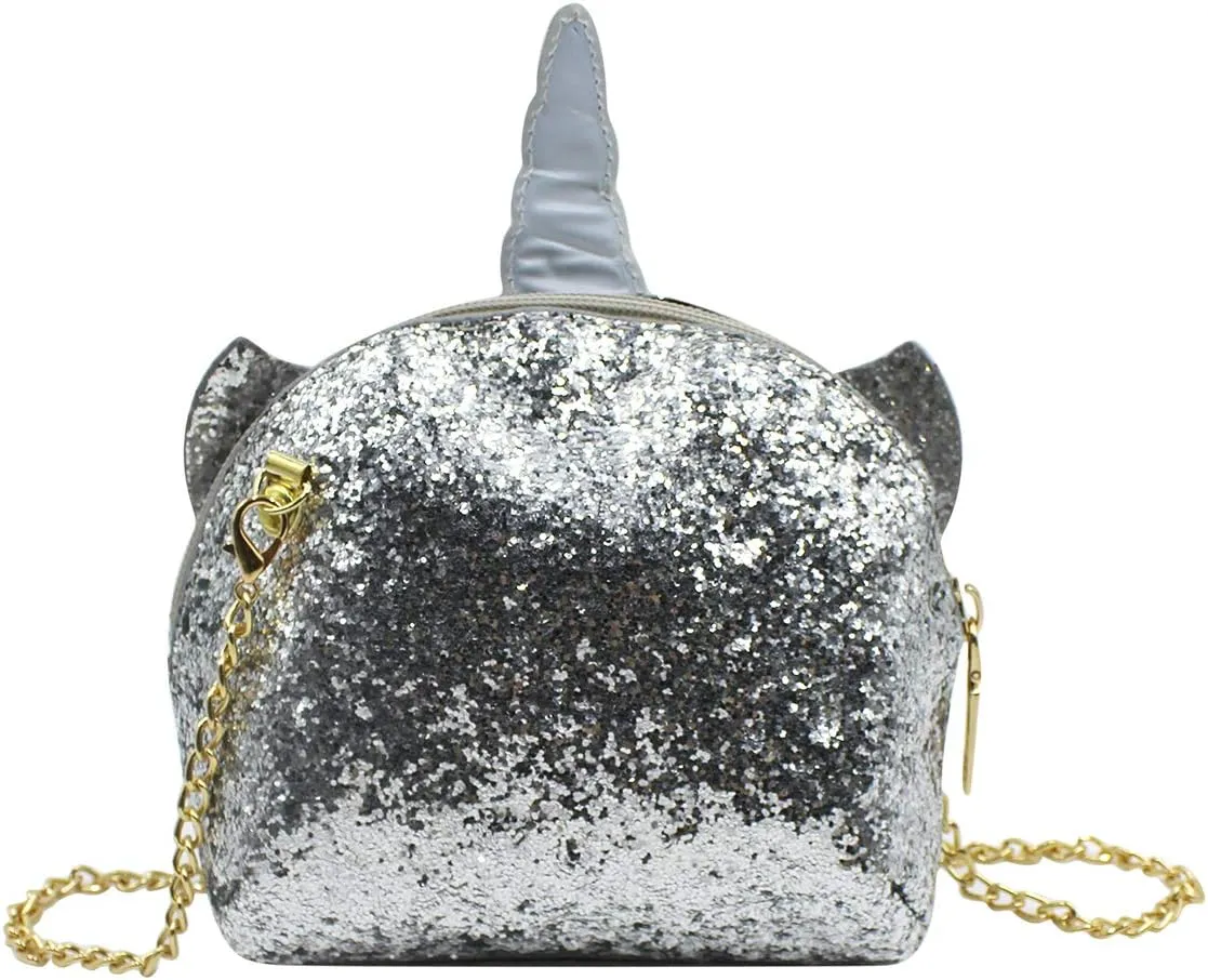 Little Girls Glitter Sequin Crossbody Purses Small Unicorn Handbag Messenger Shoulder Bag Gifts for Toddlers