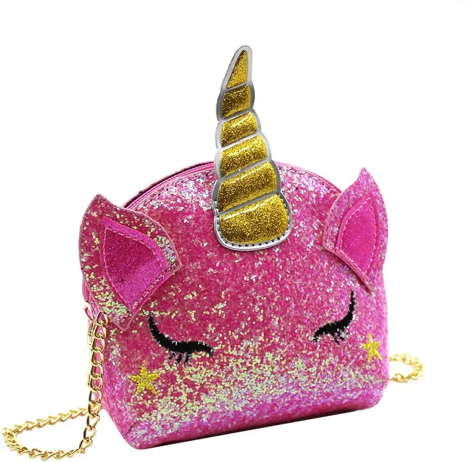 Little Girls Glitter Sequin Crossbody Purses Small Unicorn Handbag Messenger Shoulder Bag Gifts for Toddlers