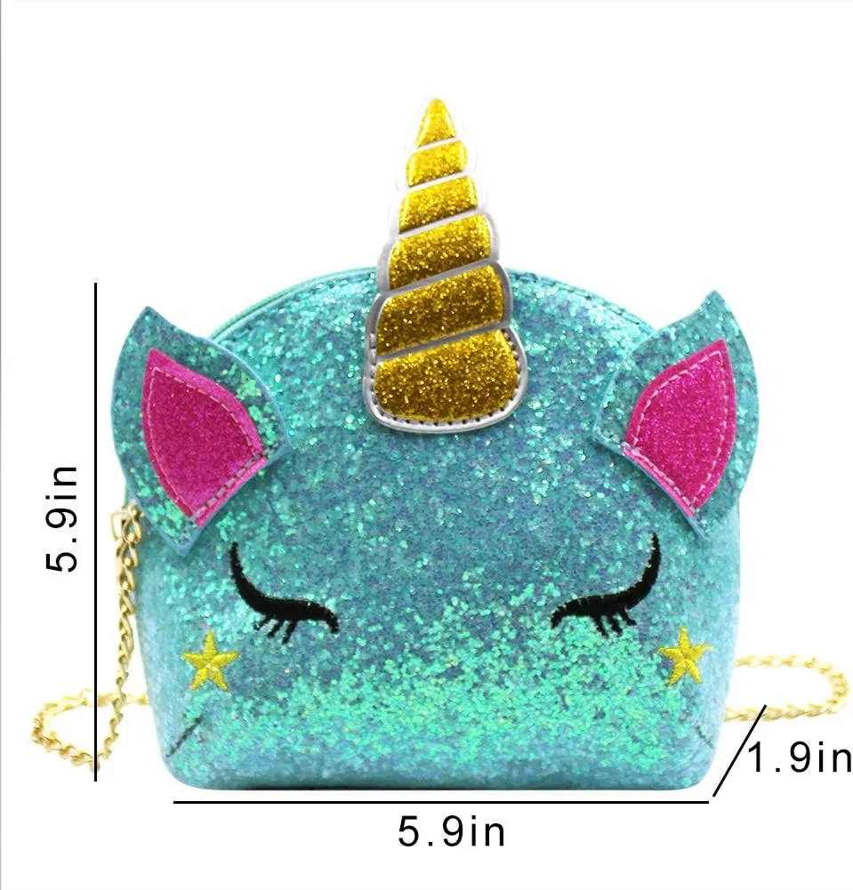 Little Girls Glitter Sequin Crossbody Purses Small Unicorn Handbag Messenger Shoulder Bag Gifts for Toddlers