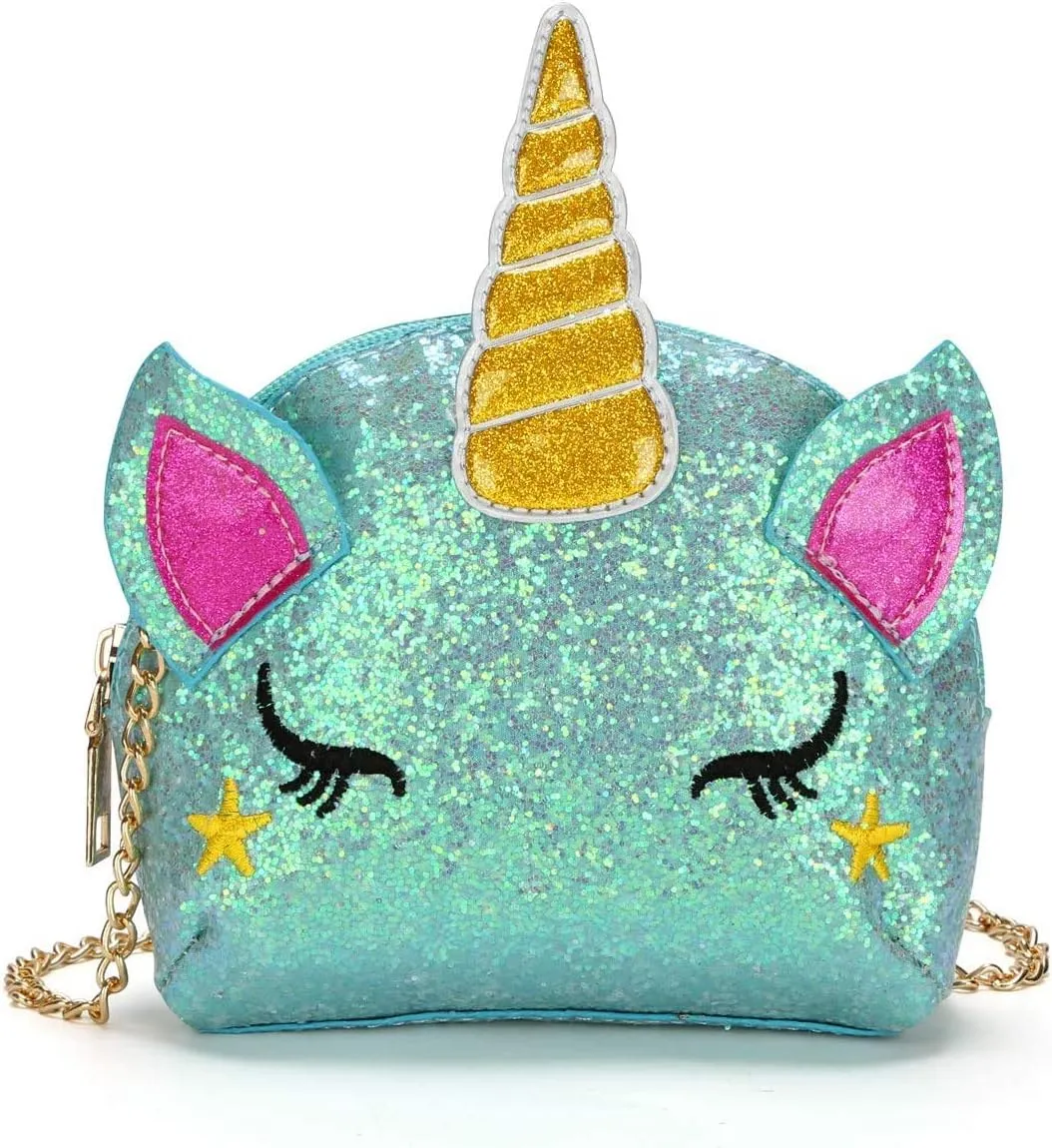 Little Girls Glitter Sequin Crossbody Purses Small Unicorn Handbag Messenger Shoulder Bag Gifts for Toddlers