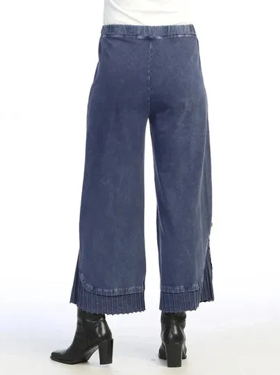 M125 Denim Pant Wide Leg/Rib Contrast Women's