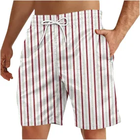 Man Beach Shorts Pants Shorts for Man Loose Fit Hawaiian Pleated Striped Tropical Straight Leg Fall Summer 2025