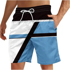 Man Beach Shorts Pants Shorts for Man Loose Fit Hawaiian Pleated Striped Tropical Straight Leg Fall Summer 2025