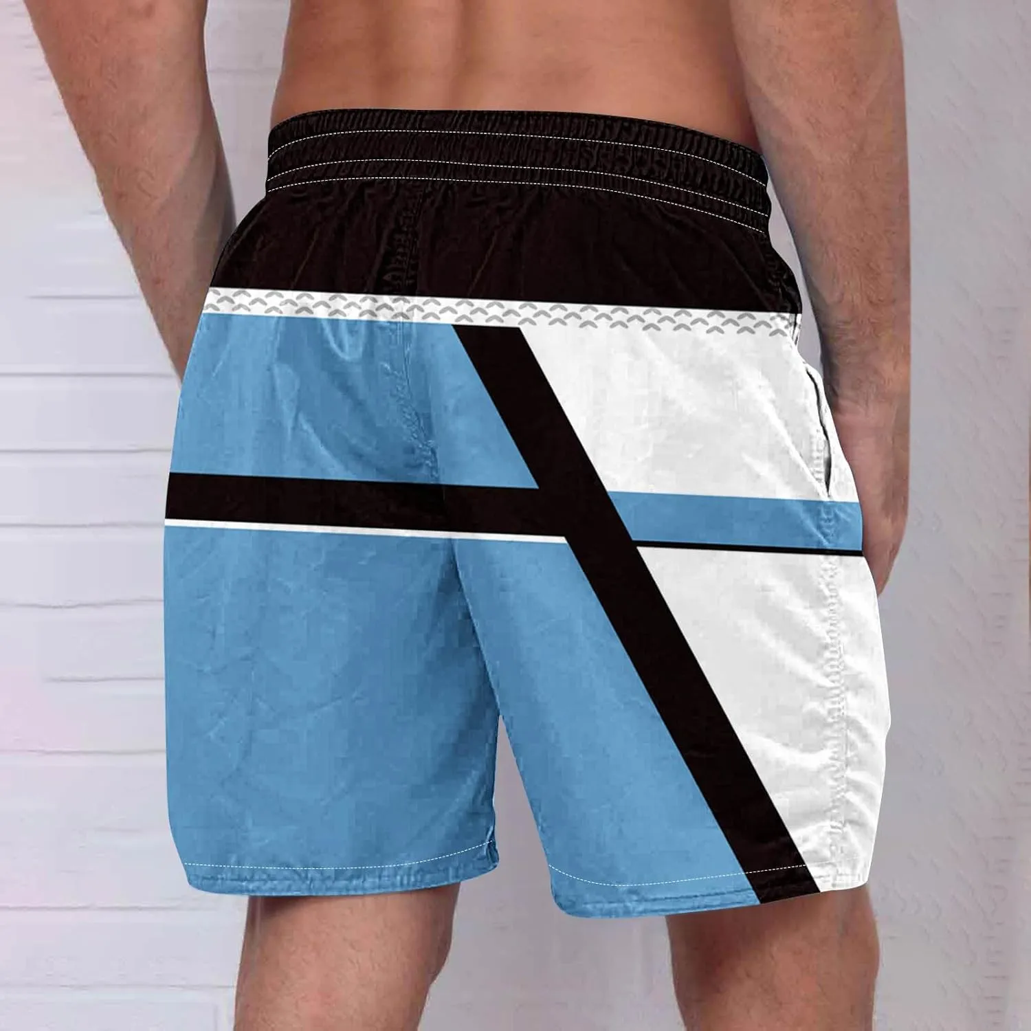 Man Beach Shorts Pants Shorts for Man Loose Fit Hawaiian Pleated Striped Tropical Straight Leg Fall Summer 2025