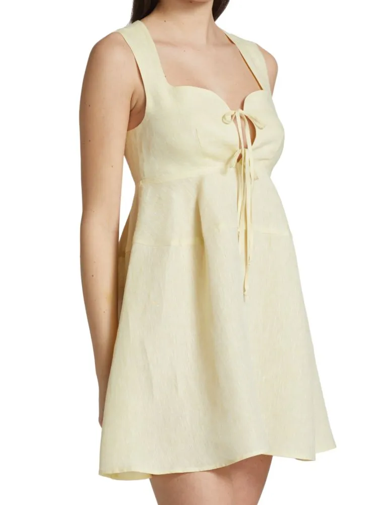 Matthew Bruch Tie Front Apron Mini Dress in Lemonade