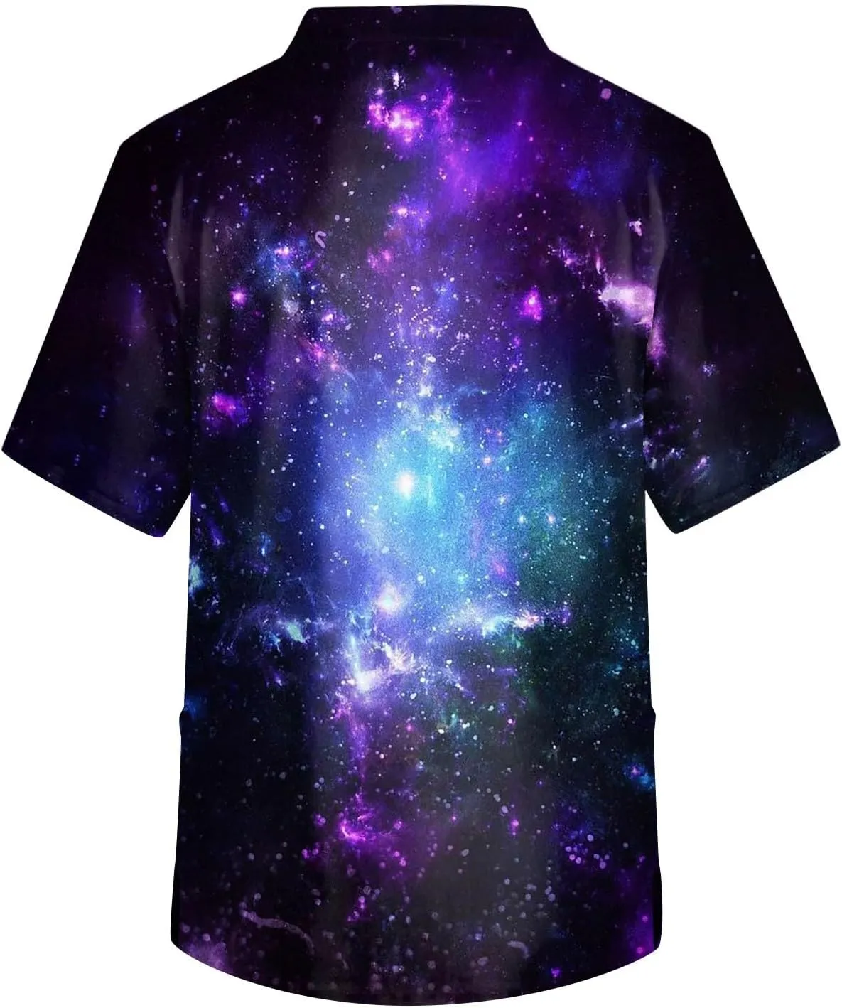 Men Plus Size Scrub Tops Short Sleeve V-Neck Starry Sky Galaxy Print Working Nurse Doctor Uniforms with Pockets