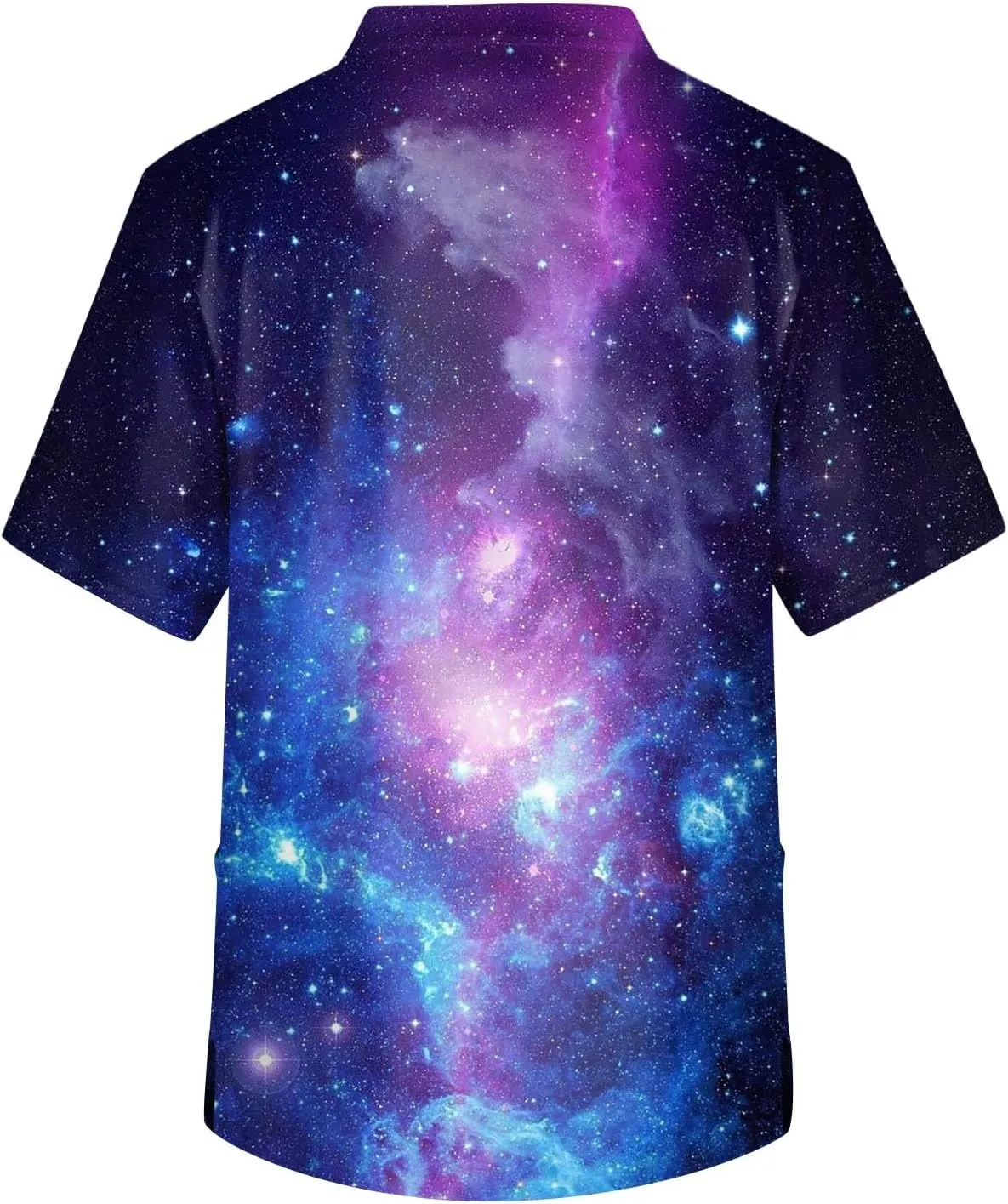 Men Plus Size Scrub Tops Short Sleeve V-Neck Starry Sky Galaxy Print Working Nurse Doctor Uniforms with Pockets