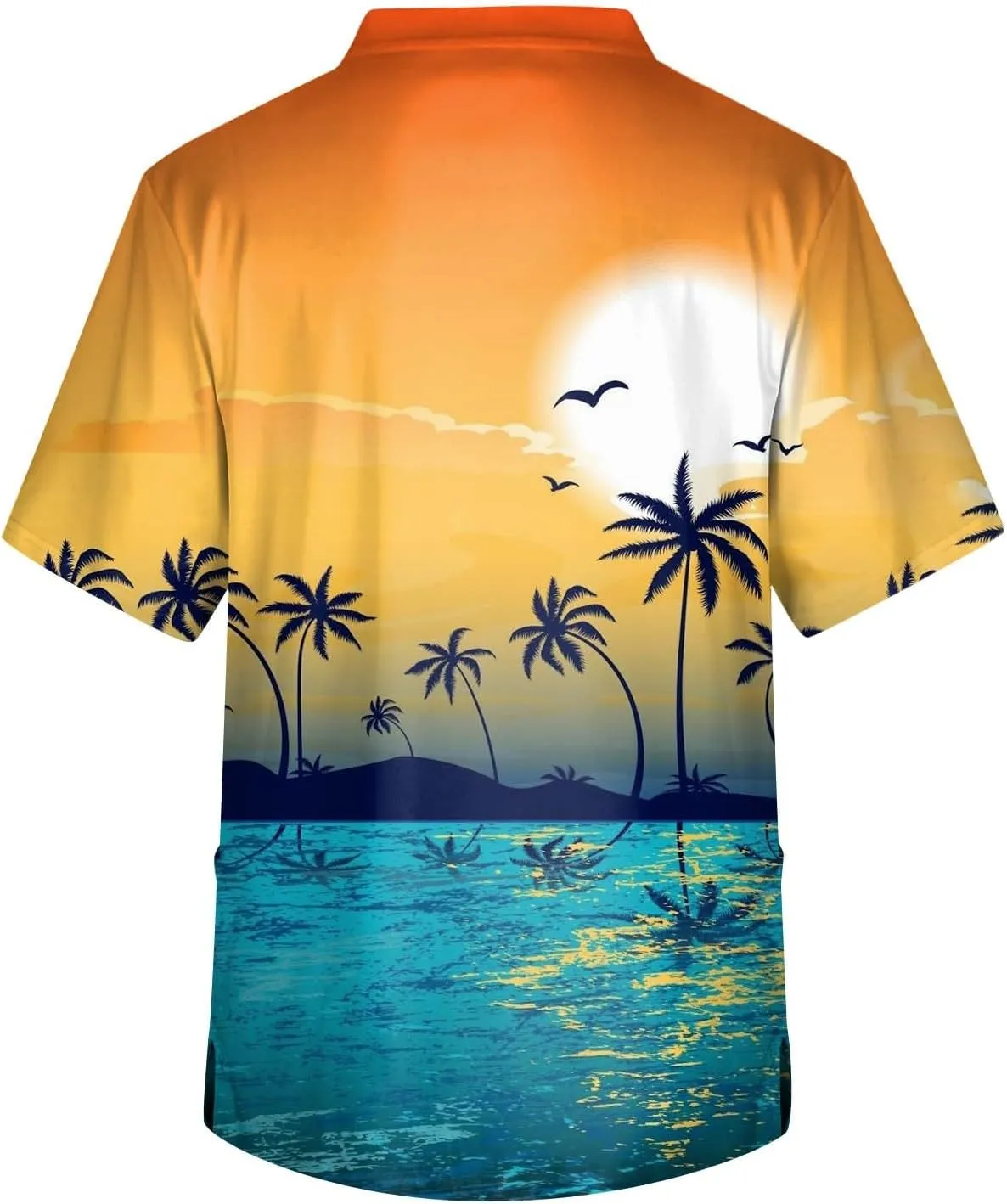 Men's Medical Scrub Top Plus Size Short Sleeve V-Ncek Hawaii Printed Working Nurse Doctor Unifroms with Pocket