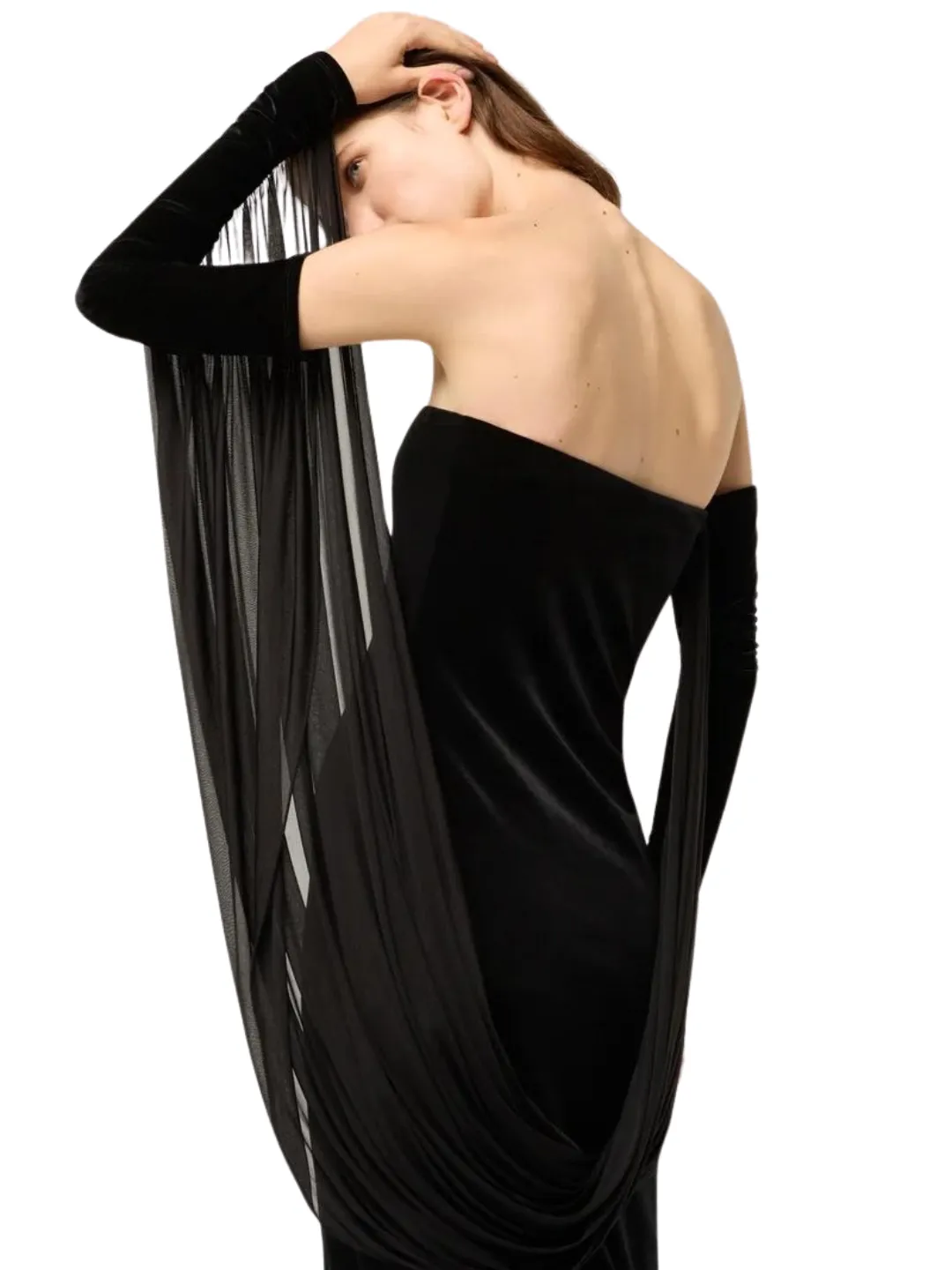 Michael Lo Sordo STRAPLESS VELVET MAXI DRESS black