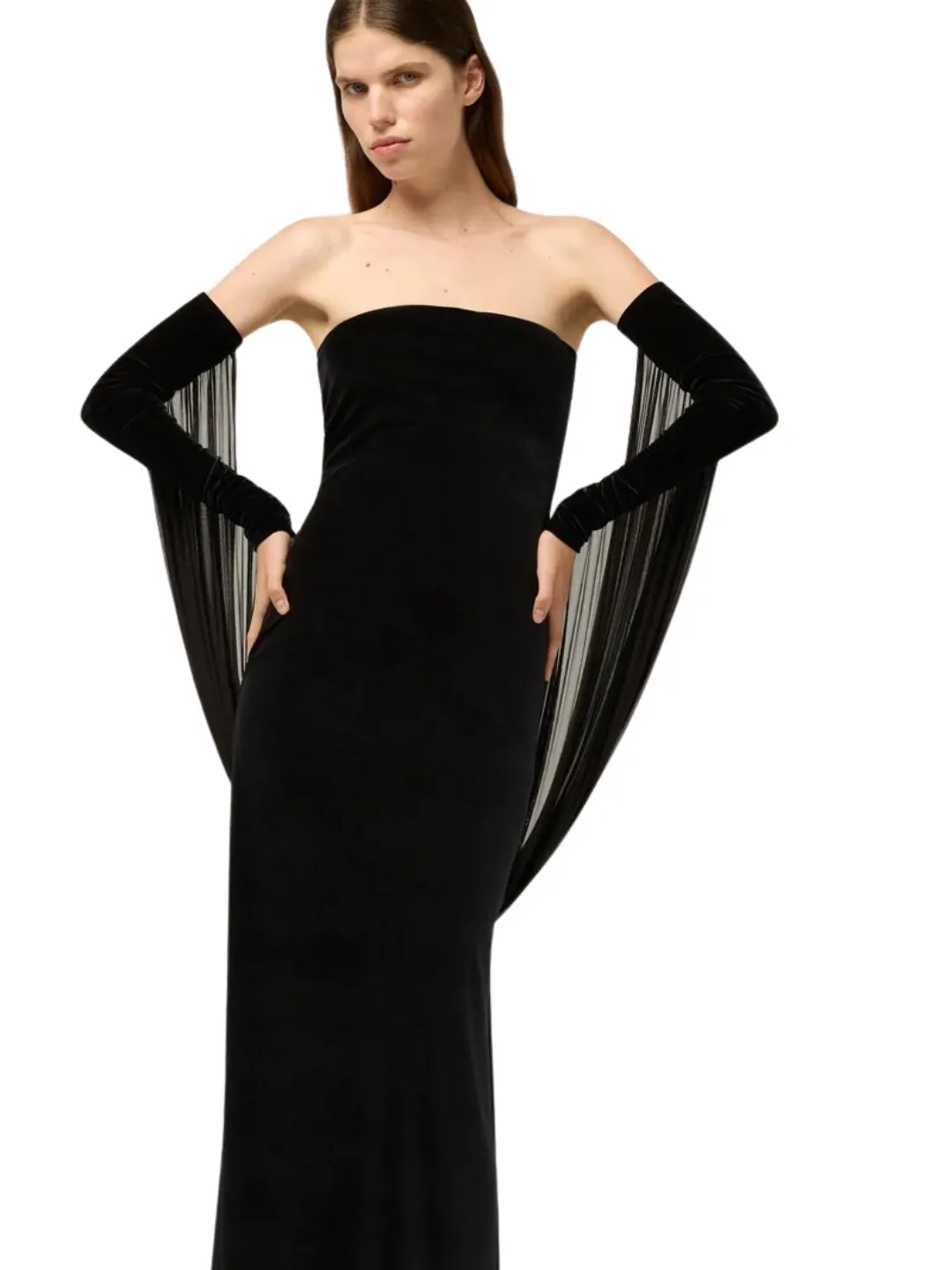 Michael Lo Sordo STRAPLESS VELVET MAXI DRESS black