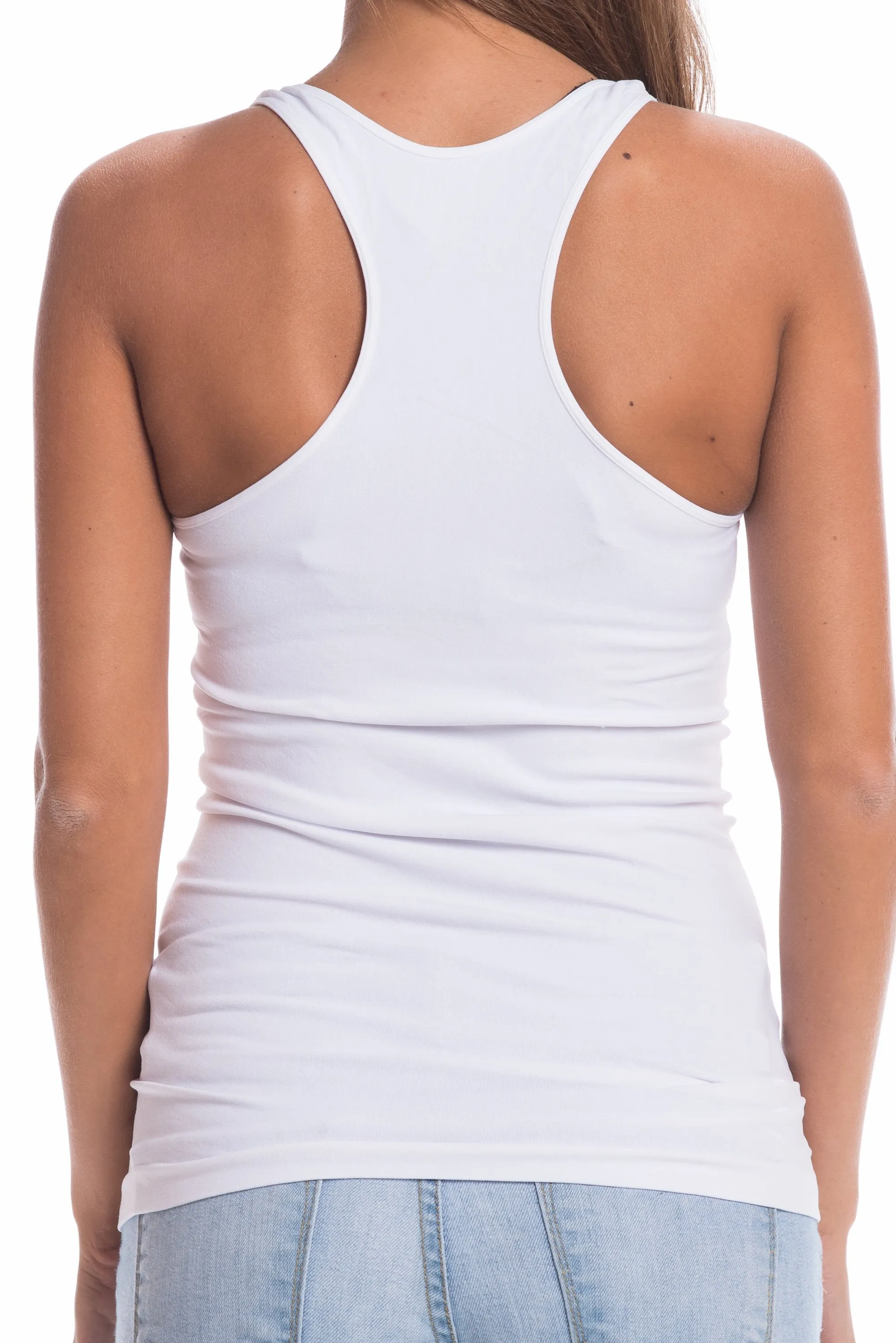 Racer Back Cami, White