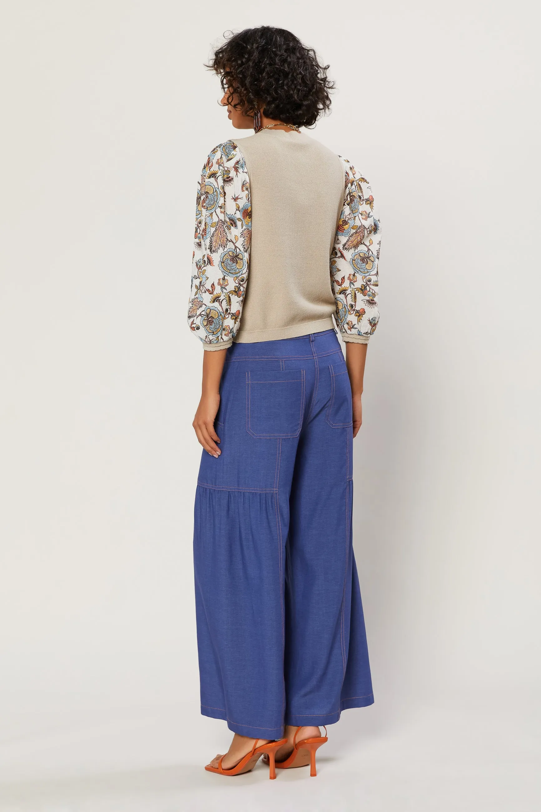 Shirred Wide Leg Pants
