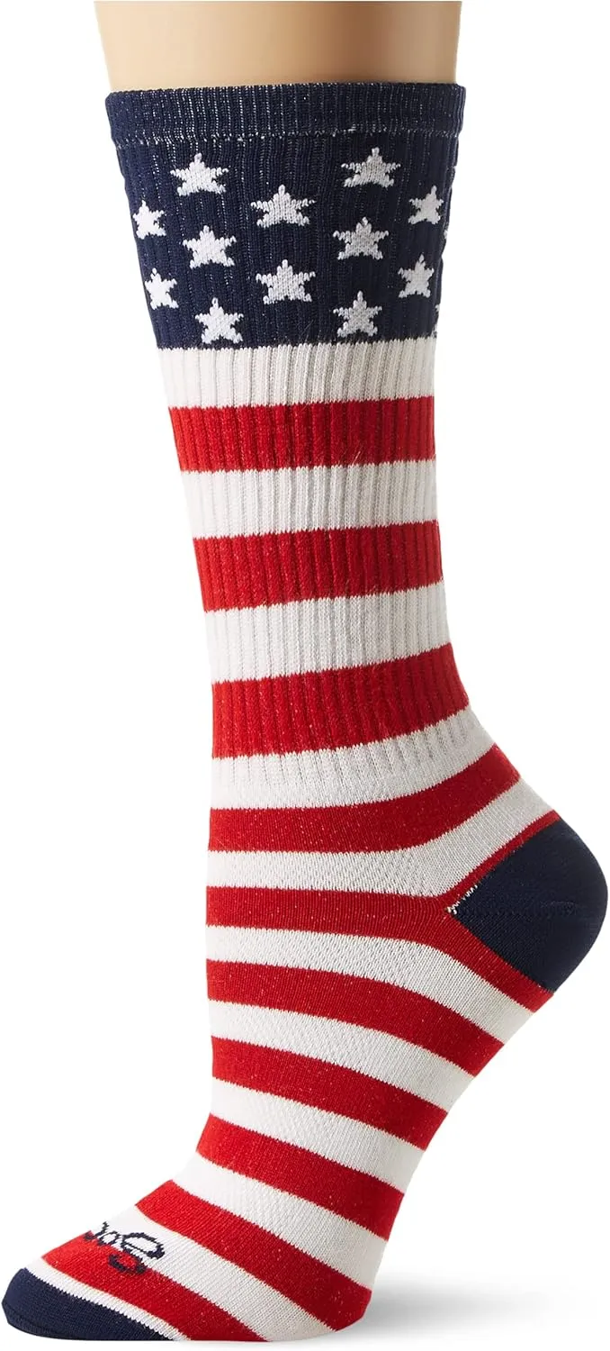Sock Guy Unisex USA Flag Crew Sock, Adult, White