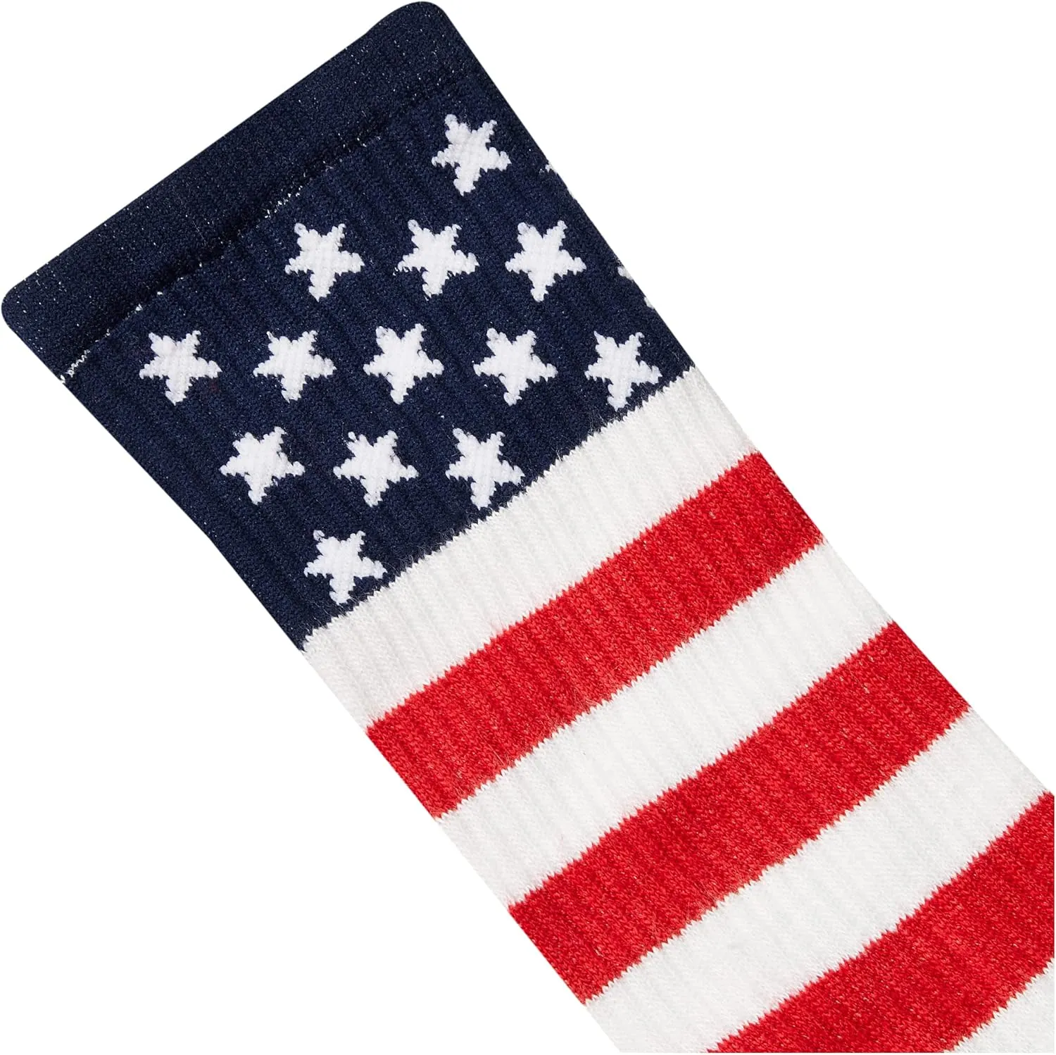 Sock Guy Unisex USA Flag Crew Sock, Adult, White