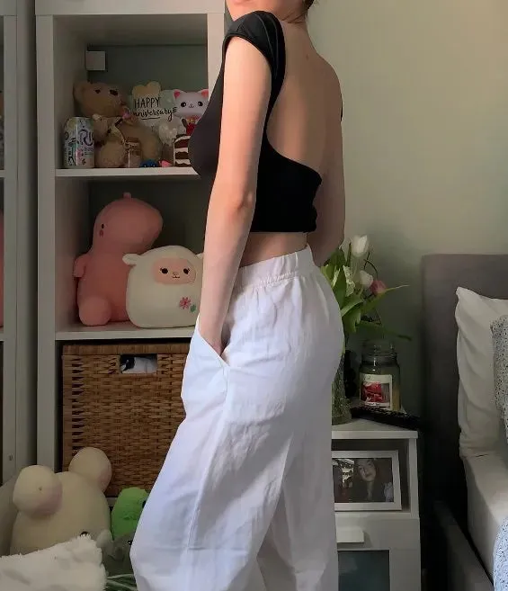 T-shirt with low open back