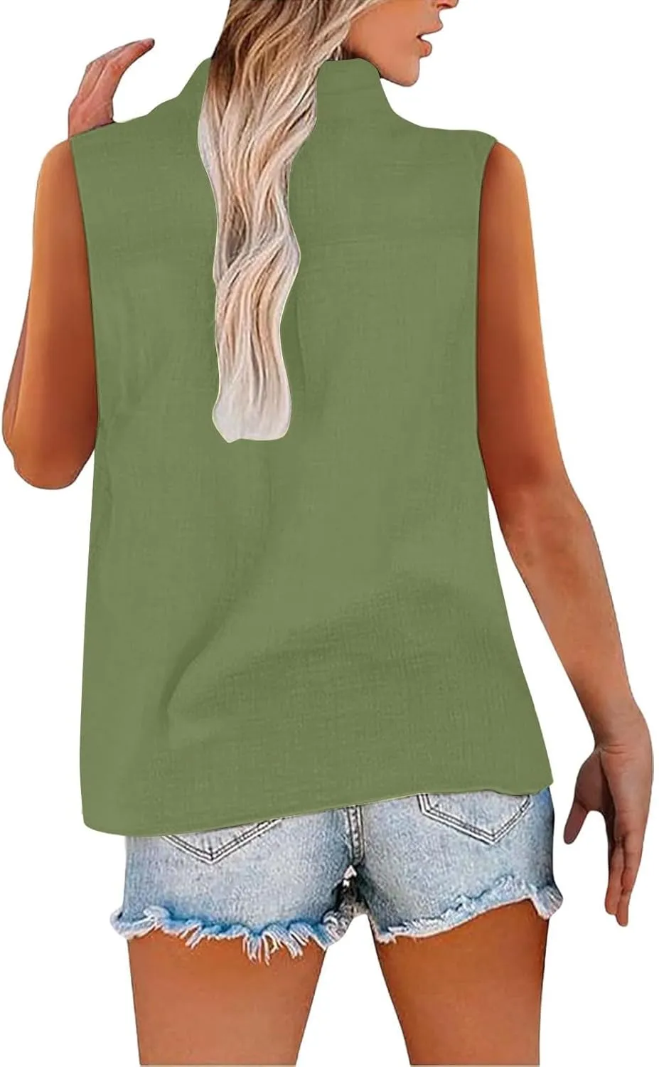 TARIENDY Tank Top for Women Loose Fit V Neck Sleeveless Shirts Trendy 2025 Button Down Beach Vacation Outfits with Pocket