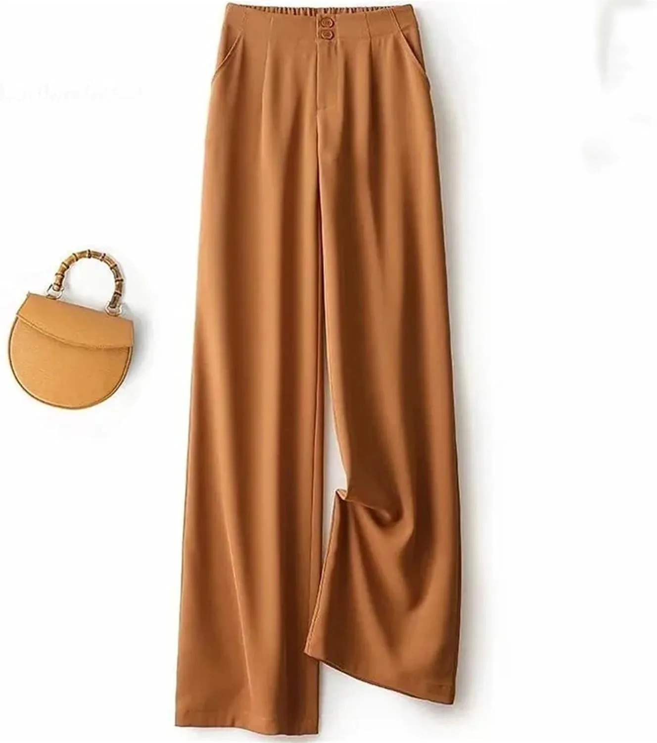 Women’s Chiffon High Waist Wide-Leg Pants Loose Fit Year-Round Office Casual Trousers