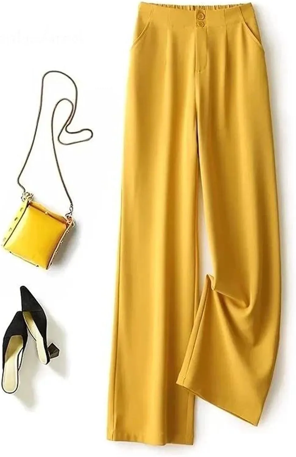 Women’s Chiffon High Waist Wide-Leg Pants Loose Fit Year-Round Office Casual Trousers