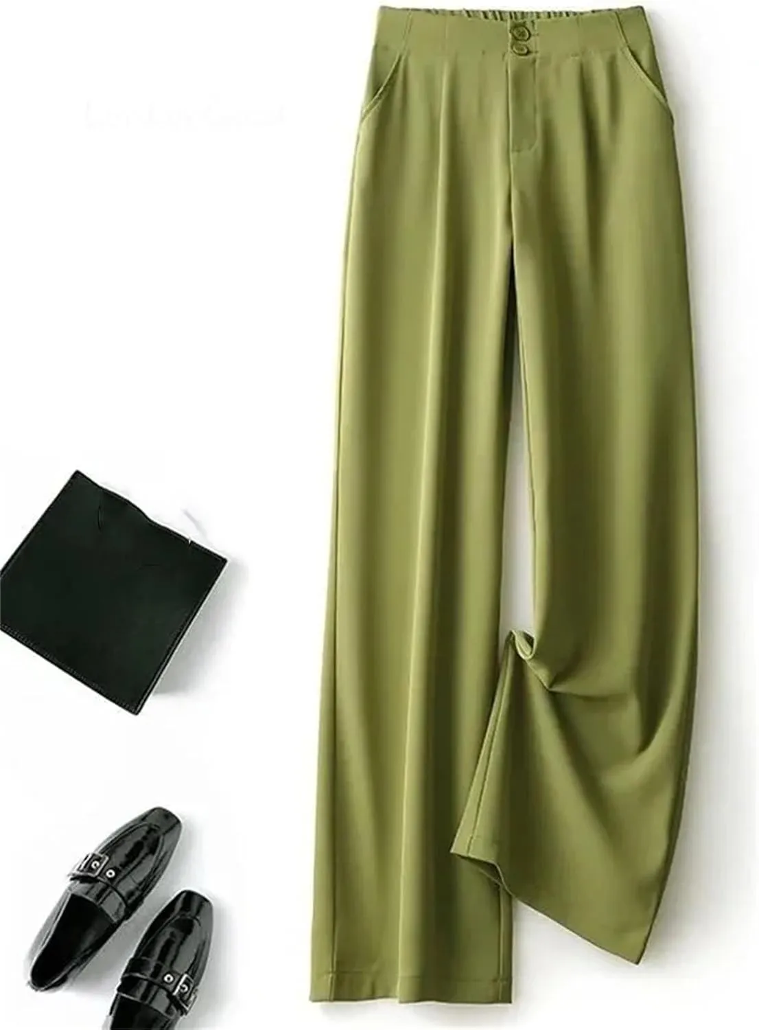 Women’s Chiffon High Waist Wide-Leg Pants Loose Fit Year-Round Office Casual Trousers