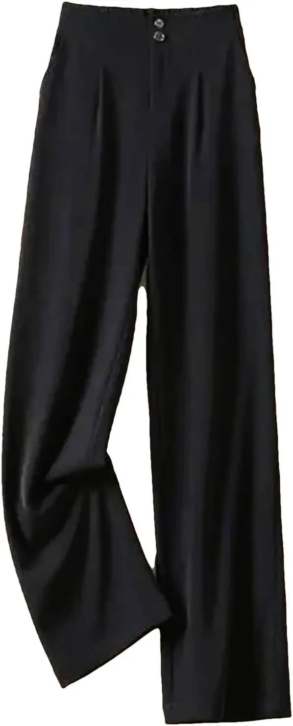 Women’s Chiffon High Waist Wide-Leg Pants Loose Fit Year-Round Office Casual Trousers
