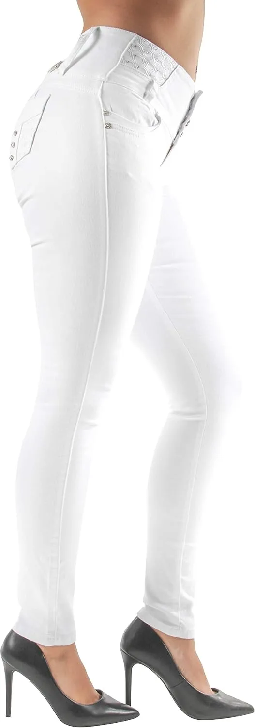Women's Juniors Colombian Design Butt Lift Push Up Skinny Jeans (0030)