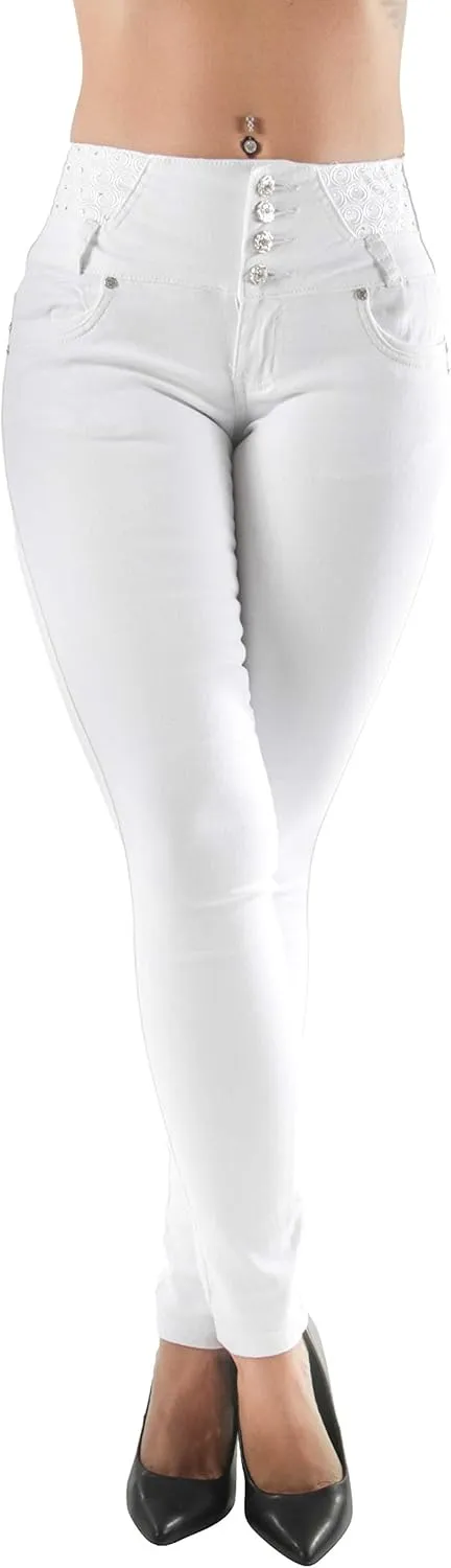 Women's Juniors Colombian Design Butt Lift Push Up Skinny Jeans (0030)