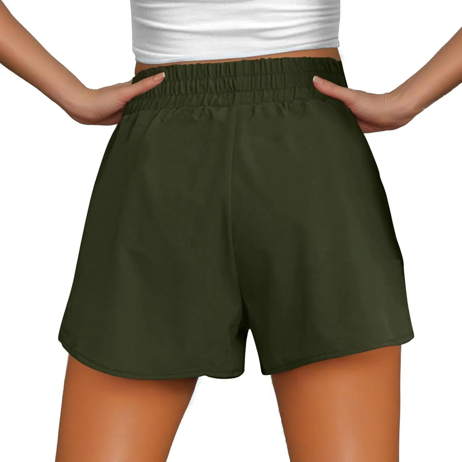 Women's Quick Dry Running Shorts Summer High Waisted Dolphin Athletic Jogger Shorts Lightweight with Zipper Pocket