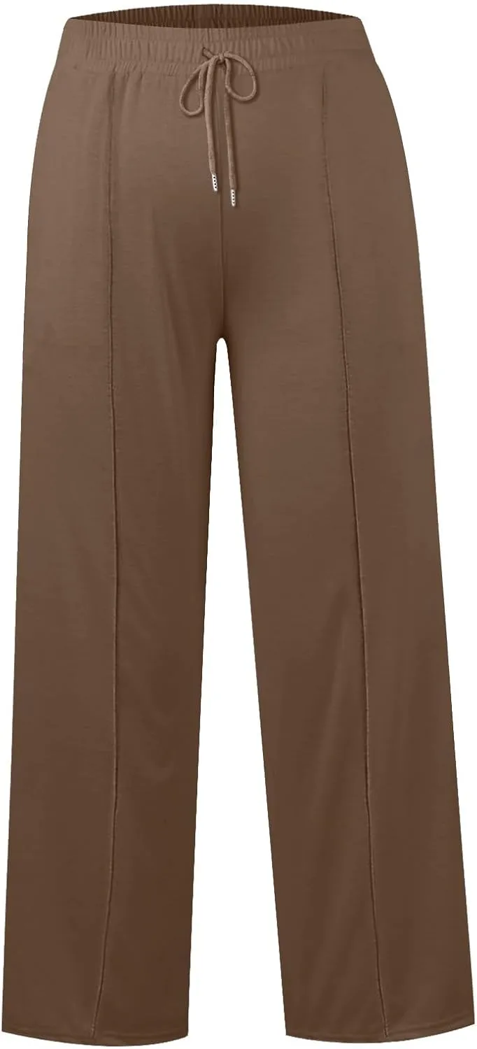 Womens Wide Leg Pants Loose Yoga Sweatpants Comfy Casual Flowy Palazzo Pants with Pockets