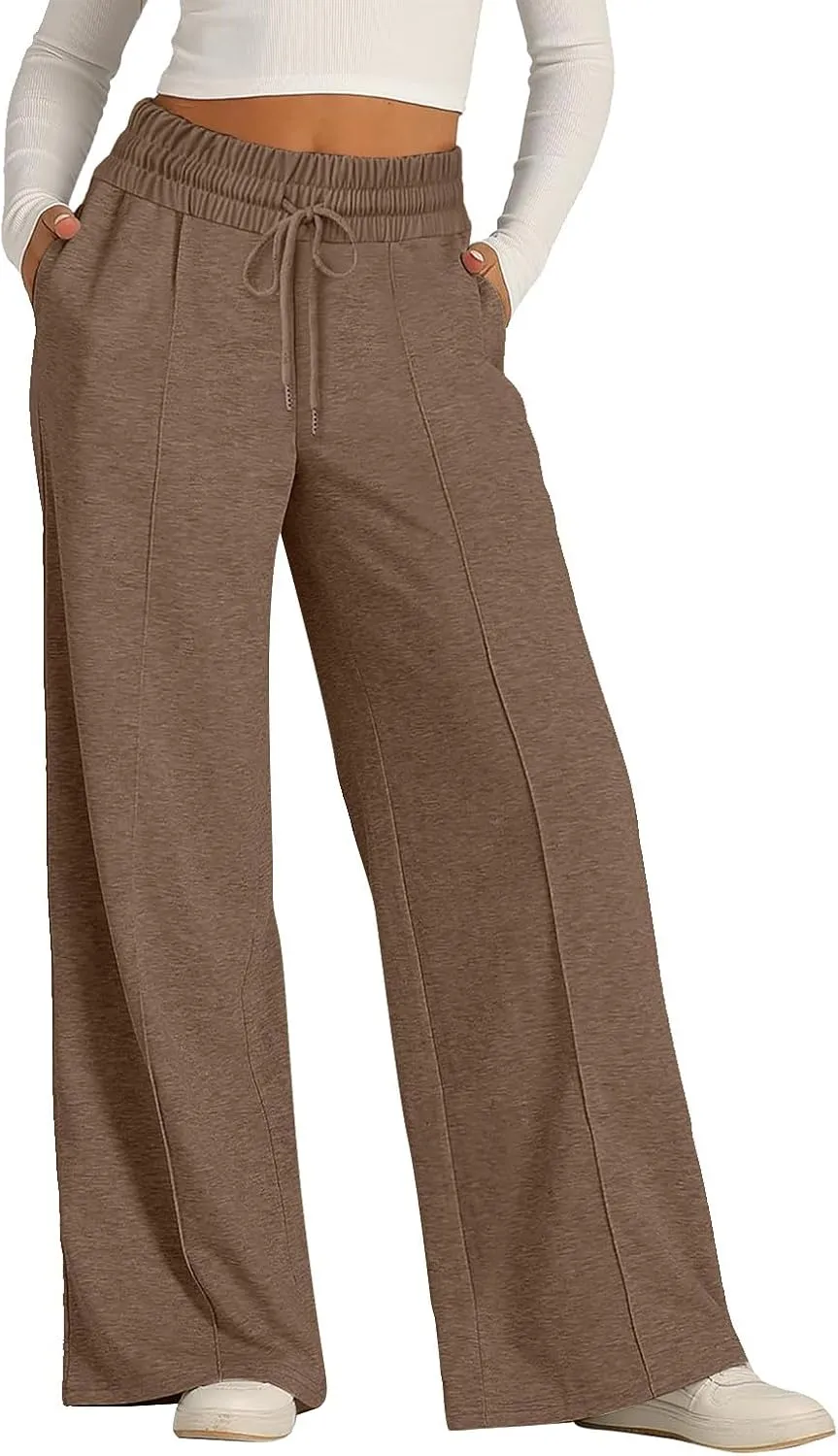 Womens Wide Leg Pants Loose Yoga Sweatpants Comfy Casual Flowy Palazzo Pants with Pockets