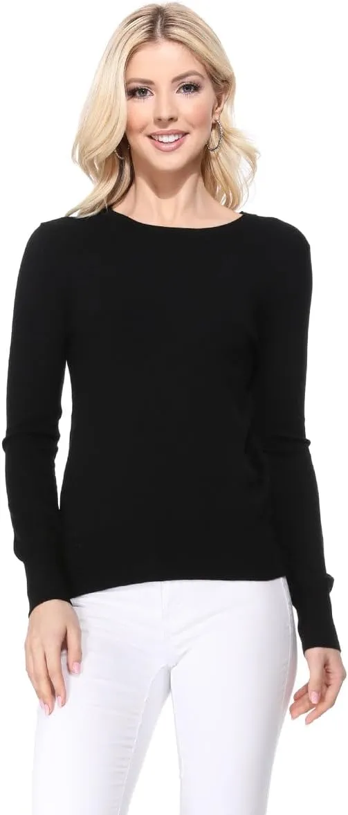 YEMAK Women's Knit Sweater Pullover – Long Sleeve Crewneck Basic Classic Casual Knitted Soft Lightweight T-Shirt Top